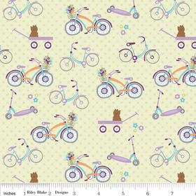 Dress Up Days - Bikes in Green - by Doohickey Designs for Riley Blake - 1 Yard